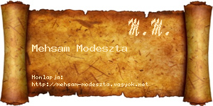 Mehsam Modeszta névjegykártya